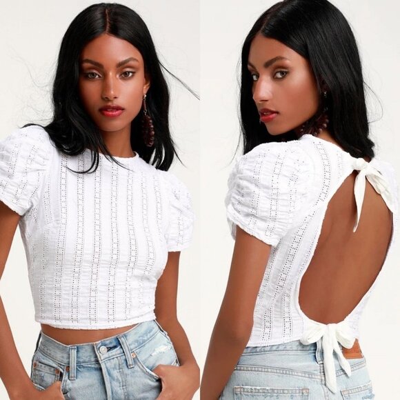 NWT Free People White Star Struck Eyelet Top Revolve Size Large New Tags Boho‎ L - Picture 3 of 8